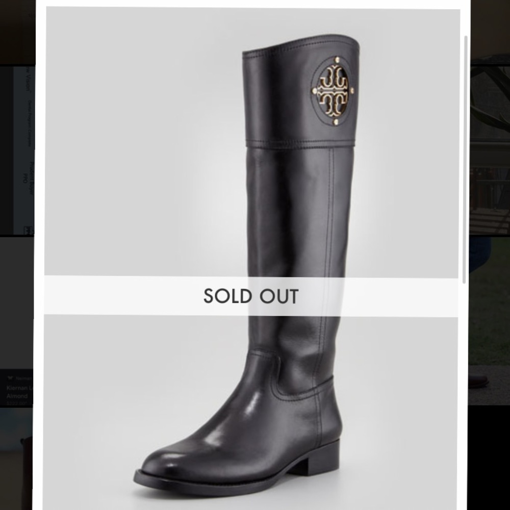 COPY - Tory Burch Kiernan logo Leather riding boot black - Picture 9 of 11